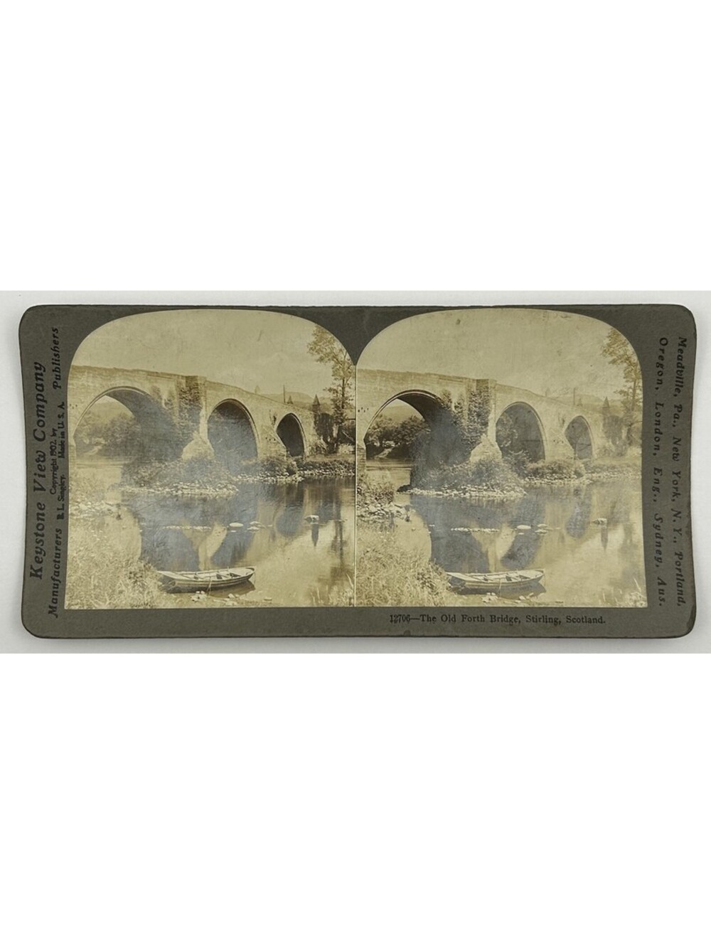 1902 Keystone Stereoview Stirling Old Forth Bridge Scotland William Wallace  L-6